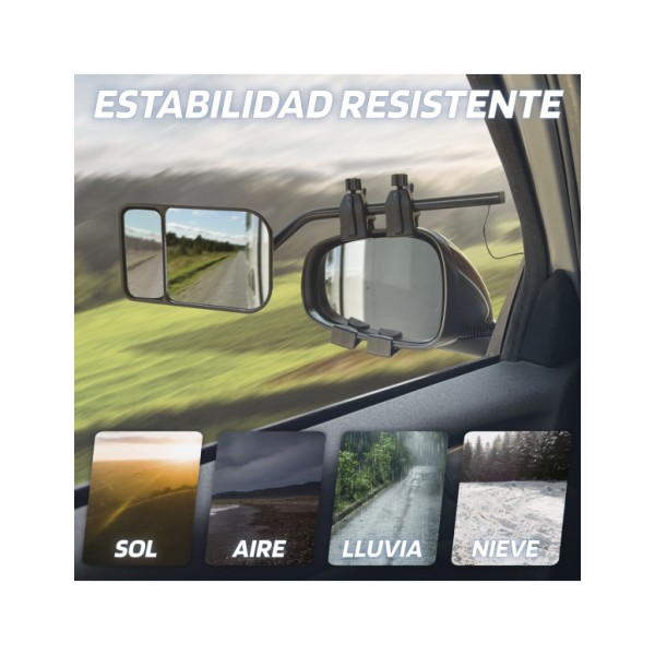 Espejo Retrovisor Extensible Universal Ajustable con Doble Soporte Espejo Doble Convexo Multi-ángulos